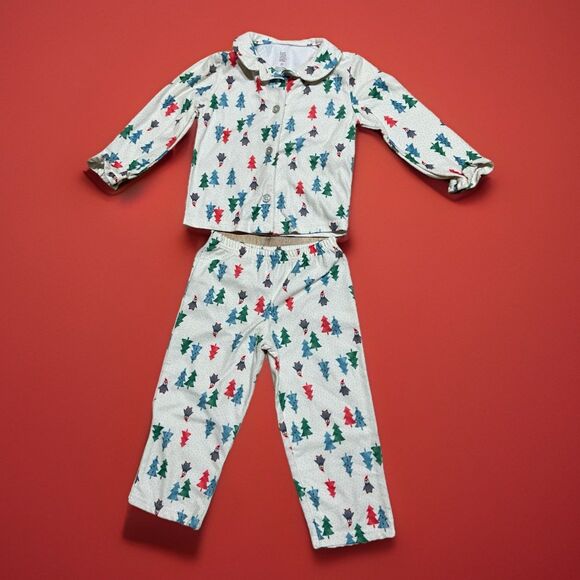 Girls' Carter's Christmas Tree and Penguin Print 2-piece Pajama Set Size 3T - Picture 1 of 7